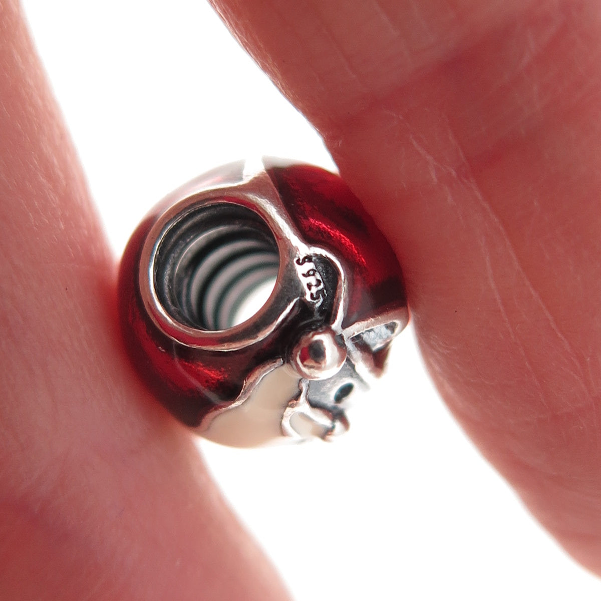 925 Sterling Silver Enamel Jolly Santa Slide Bead Charm