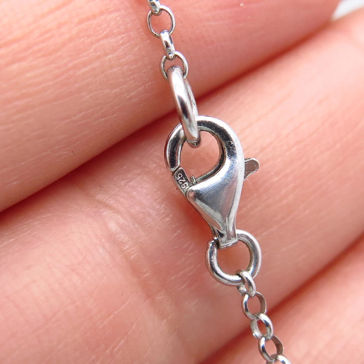 925 Sterling Silver Vintage C Z Rolo Chain Necklace 16"