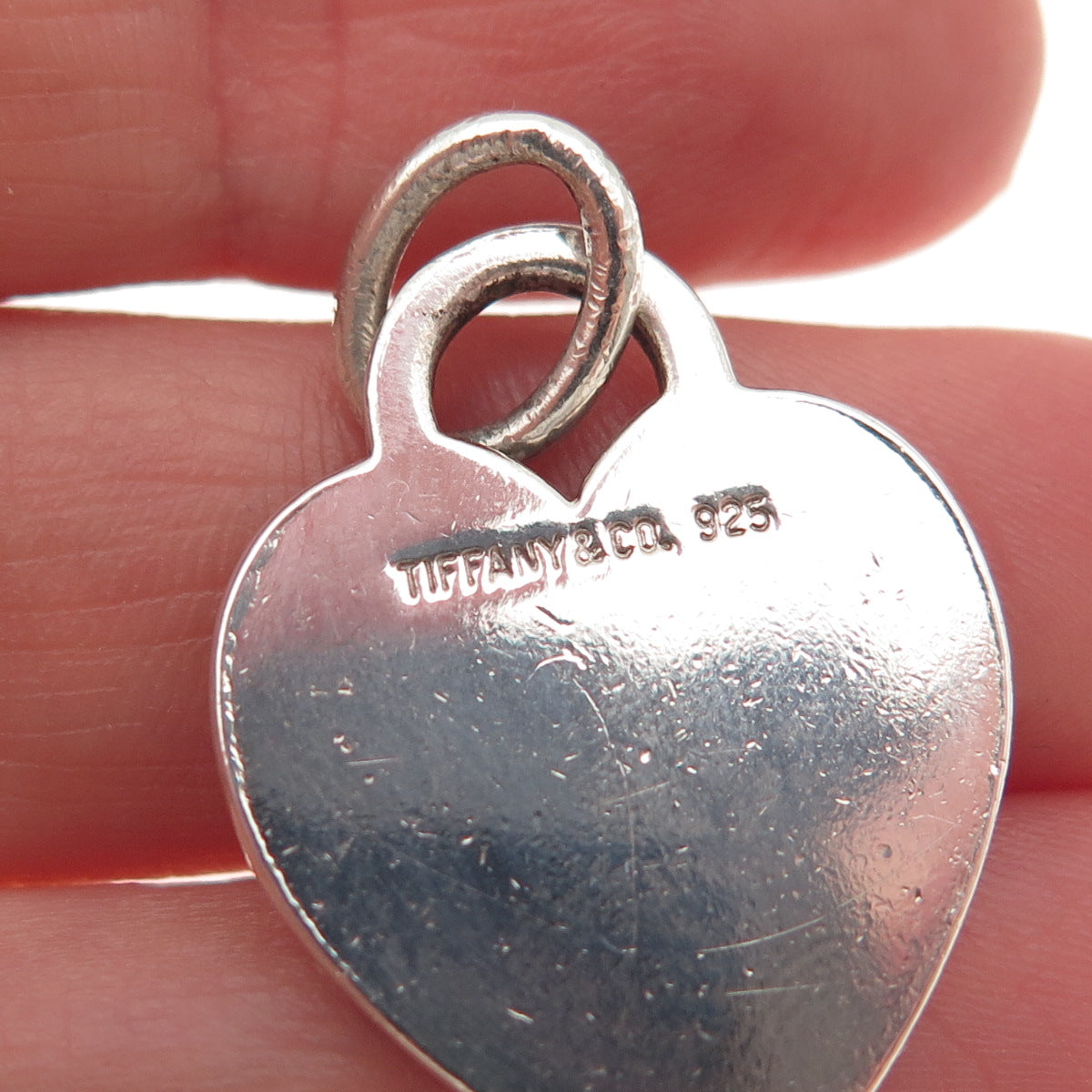 Tiffany & Co. 925 Sterling Silver Vintage Heart Tag Charm Pendant