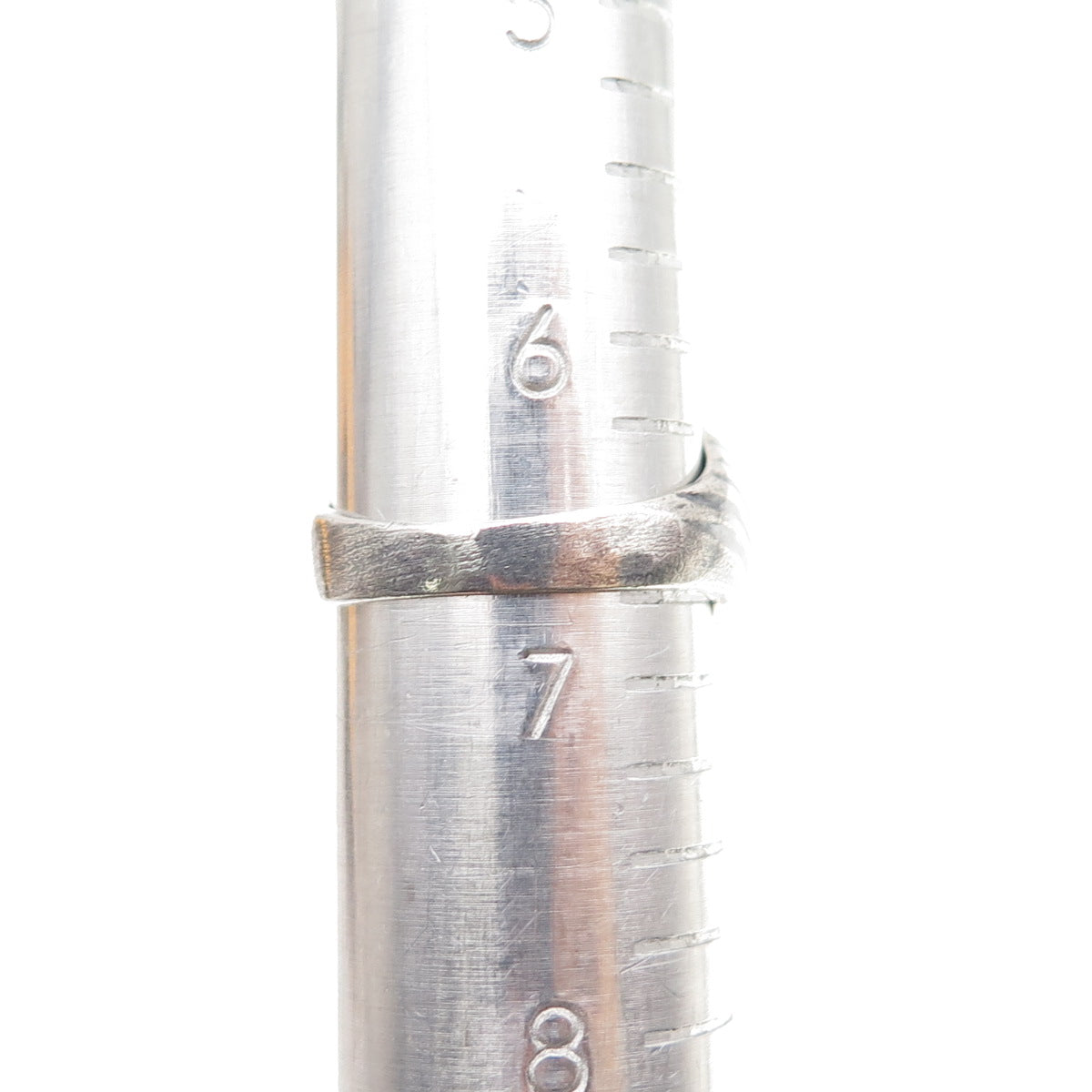 925 Sterling Silver Vintage Modernist Ribbed Dome Oxidized Ring Size 6.75