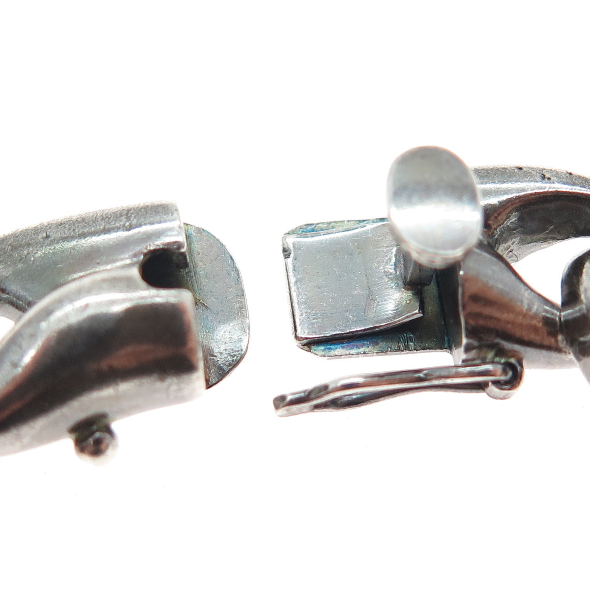 KRYPELL 925 Sterling Silver Vintage Modernist Anchor Link Oxidized Bracelet 6.5"