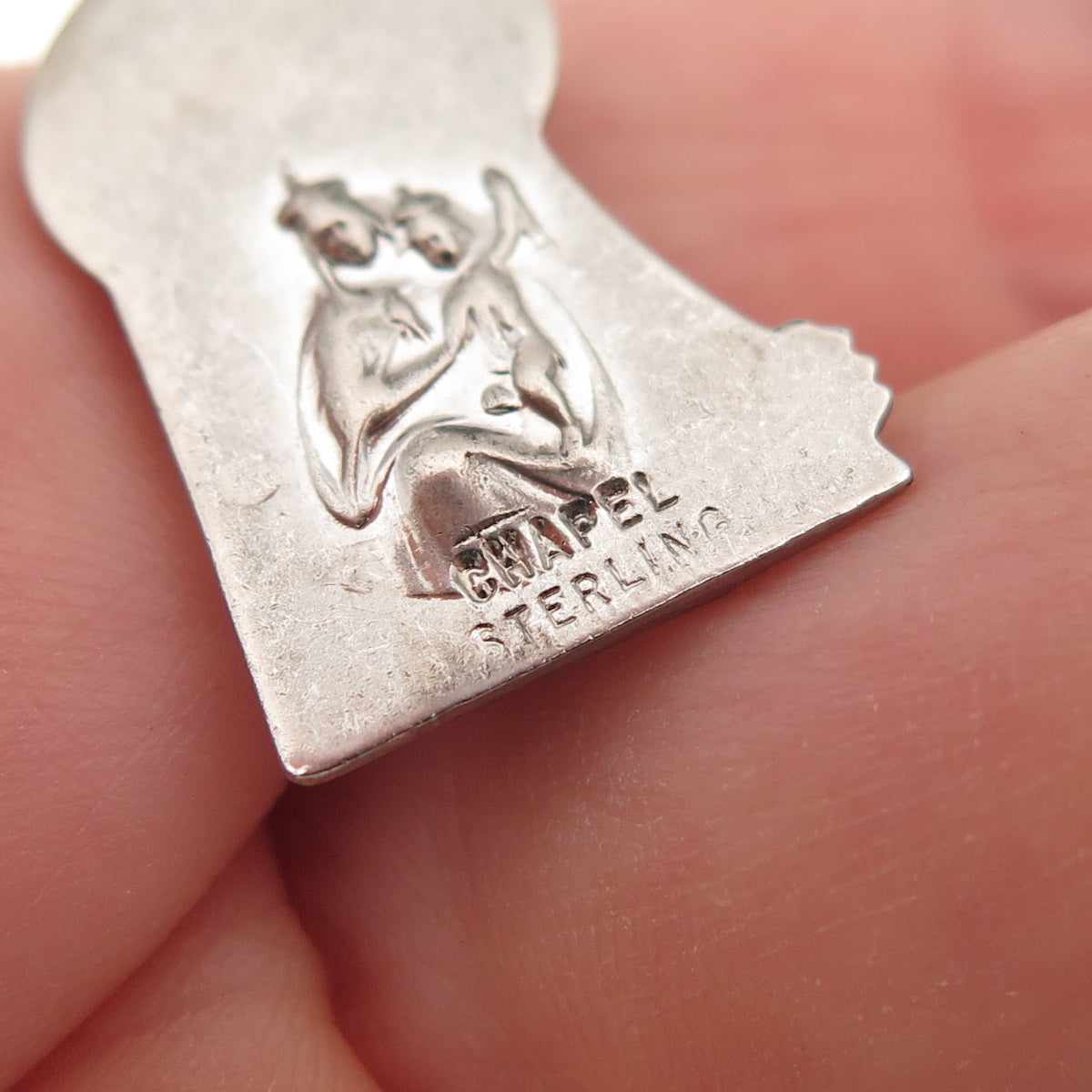 Chapel Sterling Silver Antique Art Deco Jesus & St. Mary Oxidized Charm Pendant