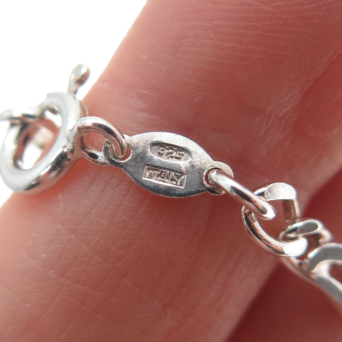 925 Sterling Silver Vintage Italy Figaro Link Bracelet 6.75"