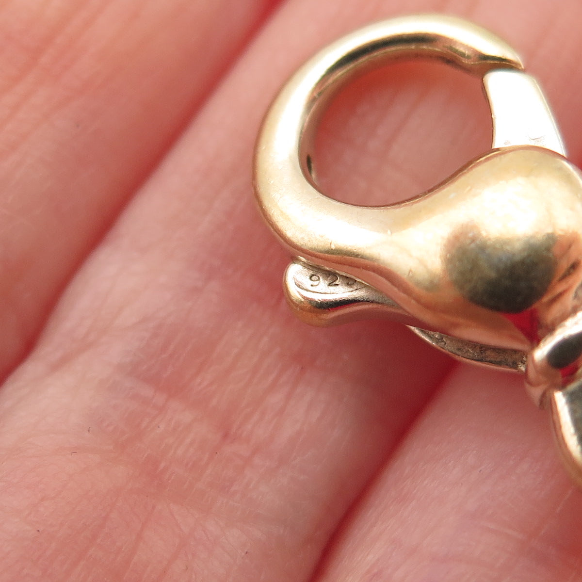 925 Sterling Silver Gold Plated Vintage Bracelet / Necklace Lobster Lock Clasp