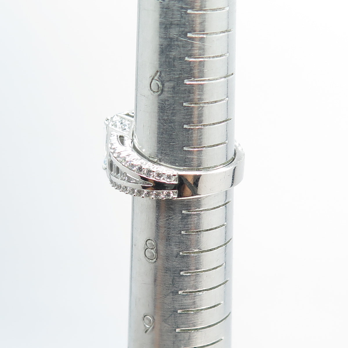 925 Sterling Silver Multi-Cut White C Z Engagement Ring Size 7.25