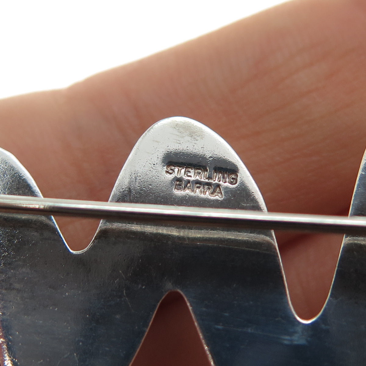 BARRA 925 Sterling Silver Vintage Modernist Zig Zag Pin Brooch