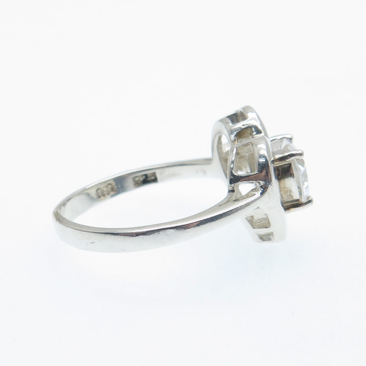 925 Sterling Silver Heart-Cut C Z Promise Ring Size 9