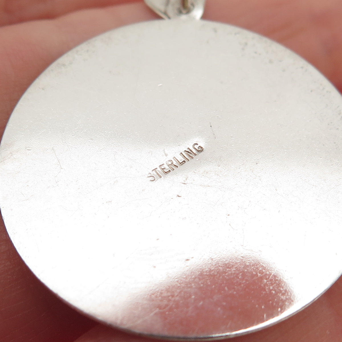 925 Sterling Silver Vintage Real Carnelian Modernist Disc Charm Pendant