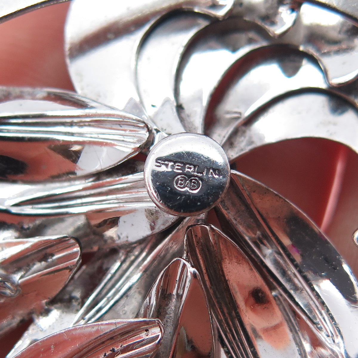 Binder Brothers 925 Sterling Silver Antique Art Deco Flower Pin Brooch