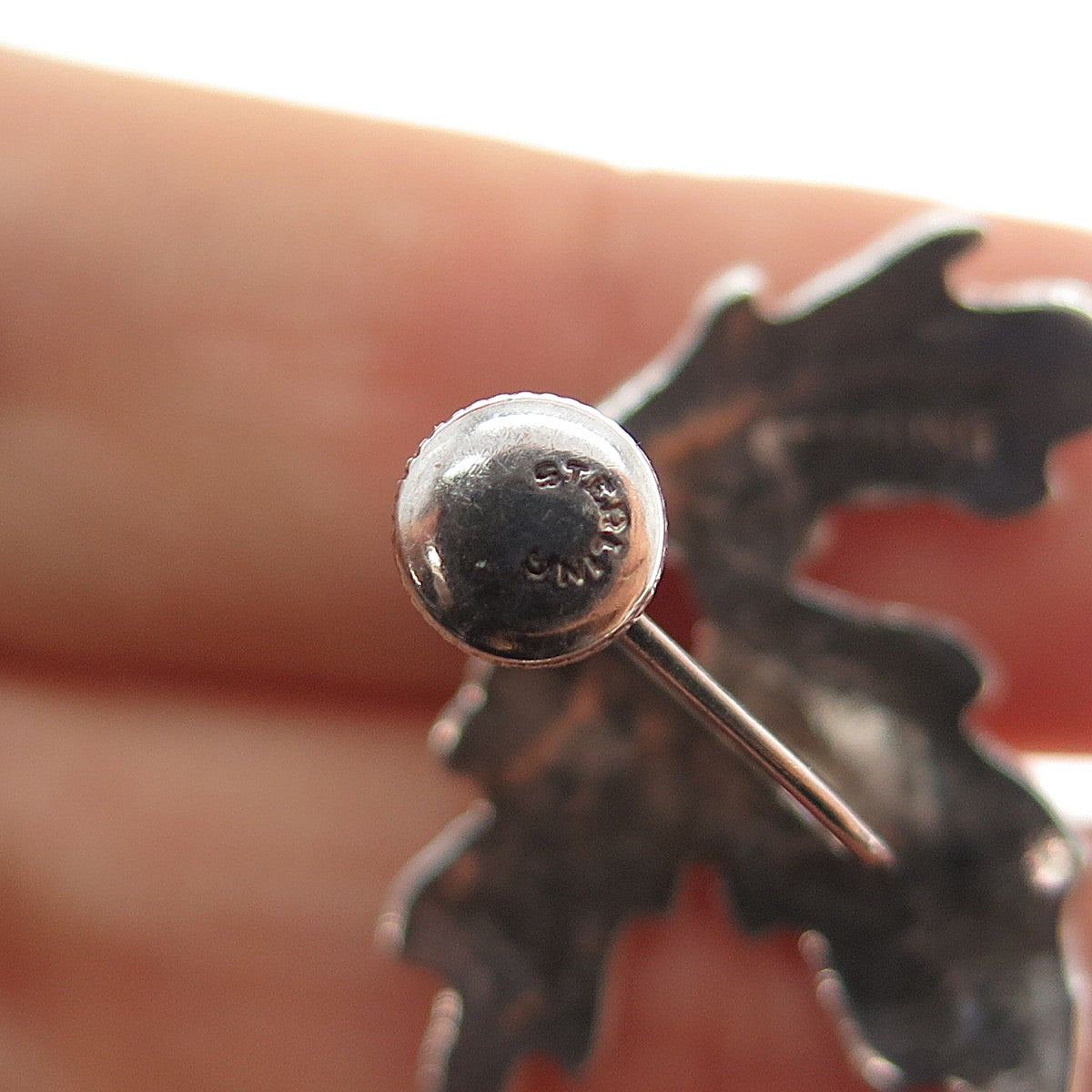 925 Sterling Silver Vintage Oak Leaf Oxidized Screw Back Earrings