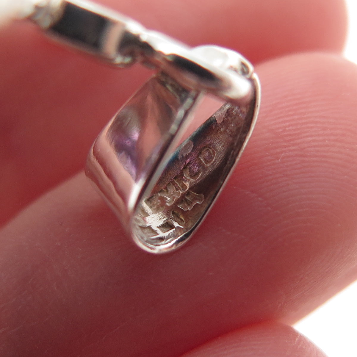 925 Sterling Silver Vintage Mexico Real Amethyst Modernist Charm Pendant