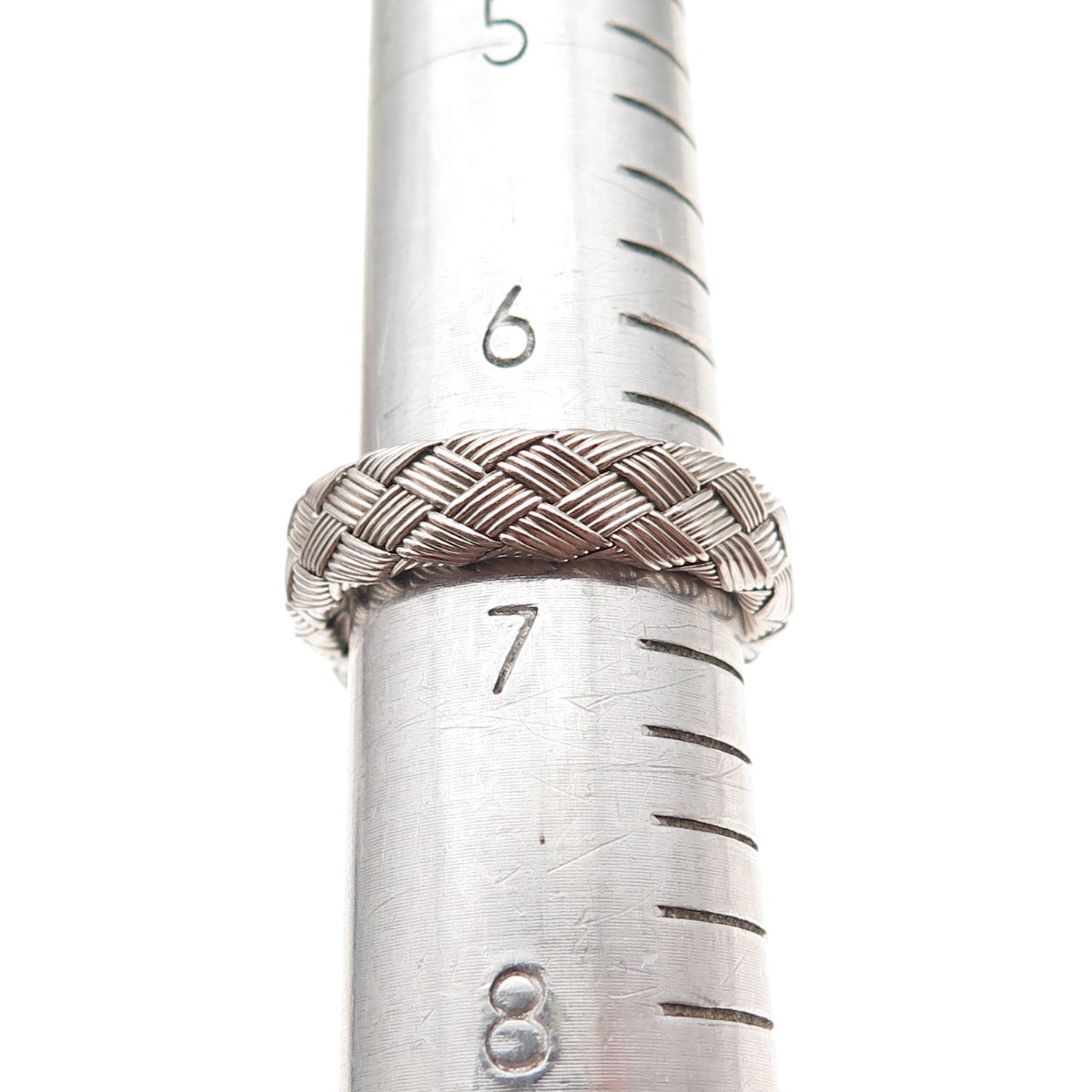 Jacmel Mauritius 925 Sterling Silver Round-Cut C Z Woven Ring Size 6.75