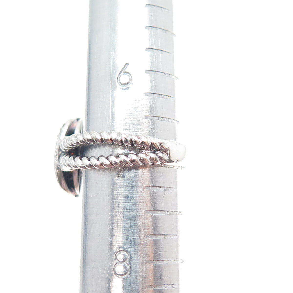 J. STELLA 925 Sterling Silver Real Round-Cut White & Cognac Diamond Ring Size 7