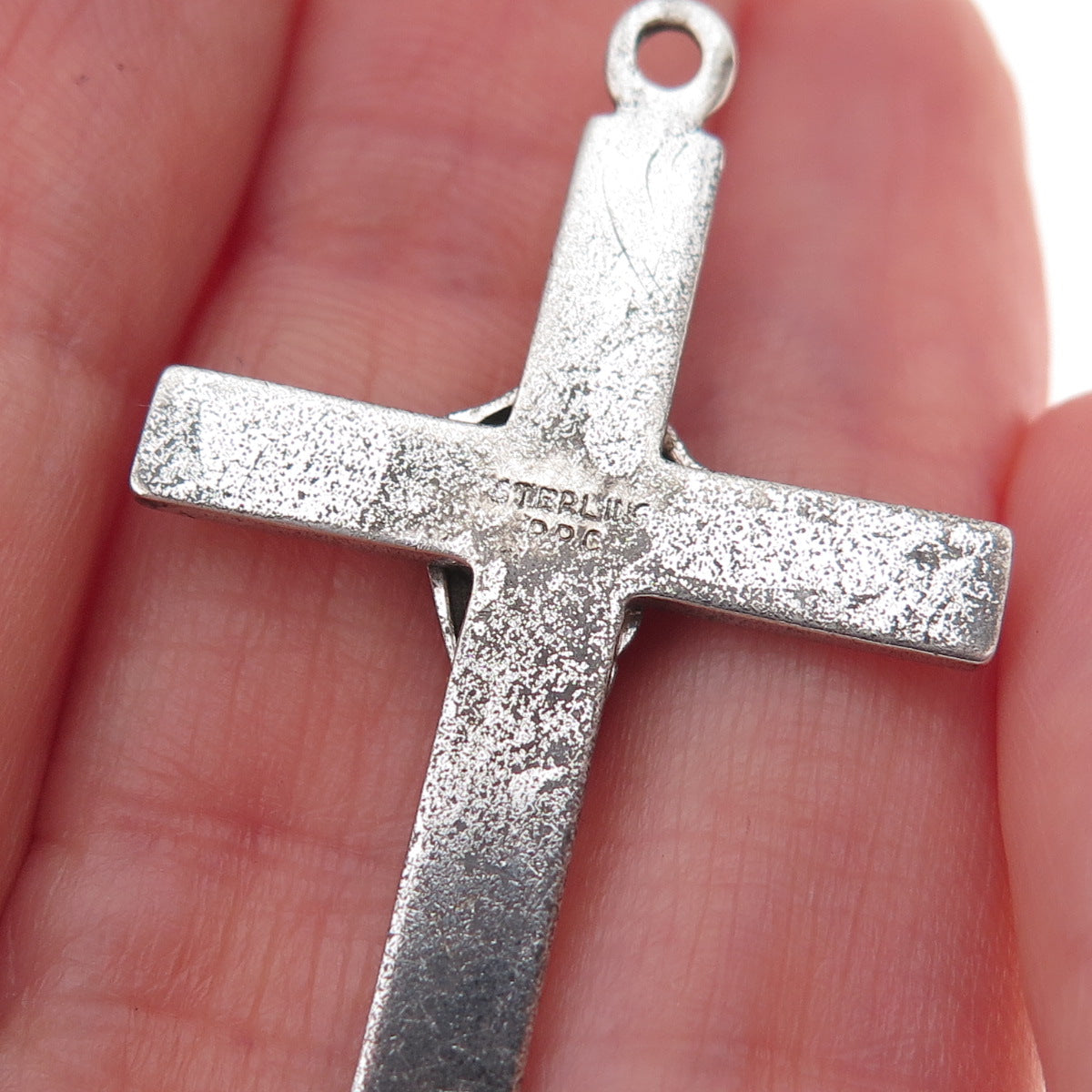 Princess Pride 925 Sterling Silver Antique Art Deco Jesus Cross Charm Pendant