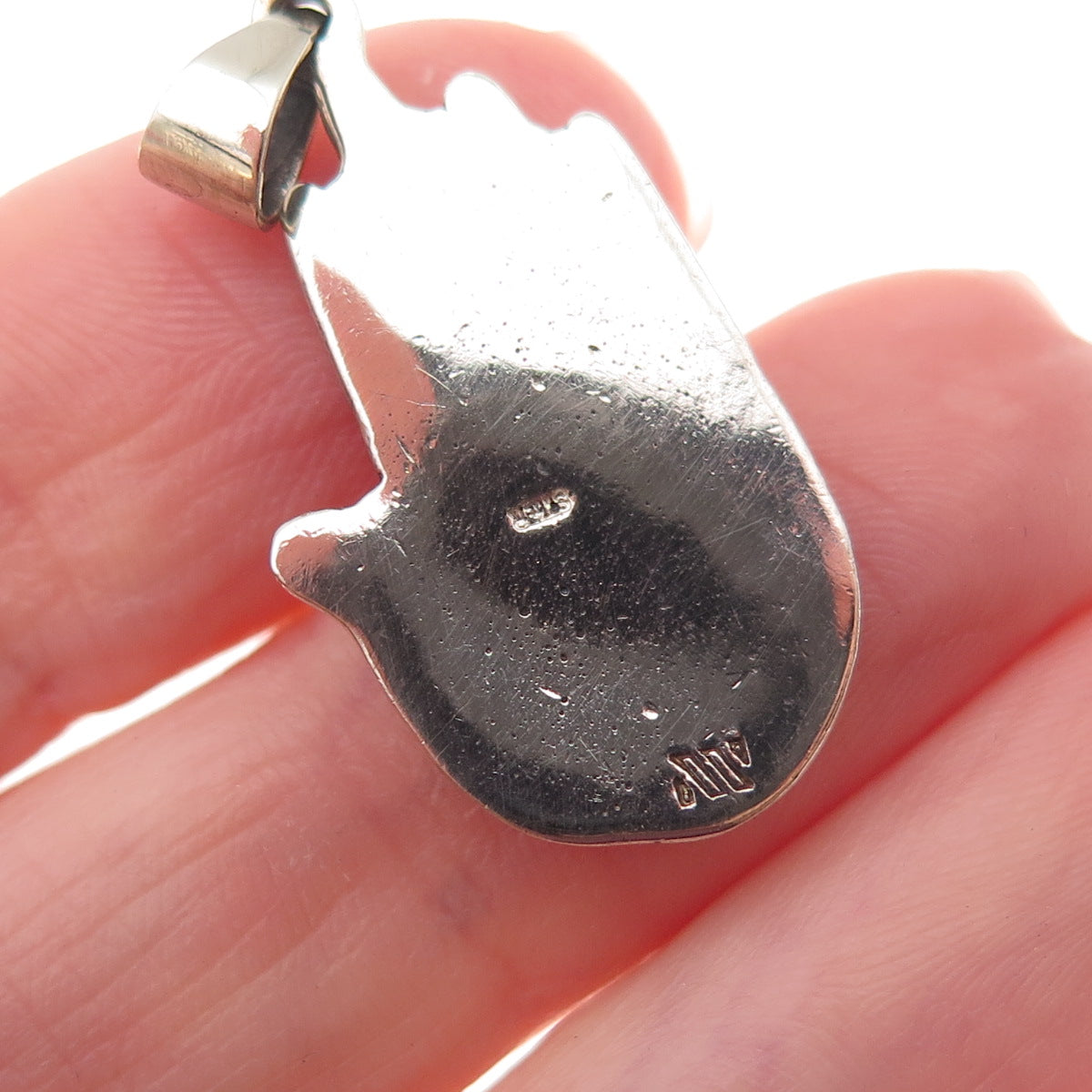 925 Sterling Silver Vintage Hamsa Hand & Evil Eye Oxidized Charm Pendant
