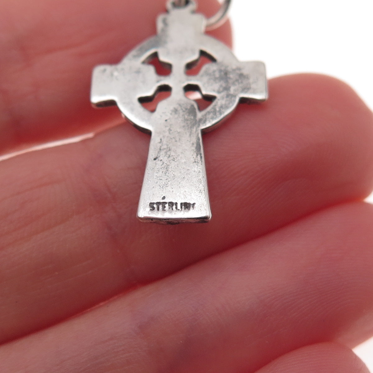 925 Sterling Silver Vintage Celtic Cross Oxidized Charm Pendant