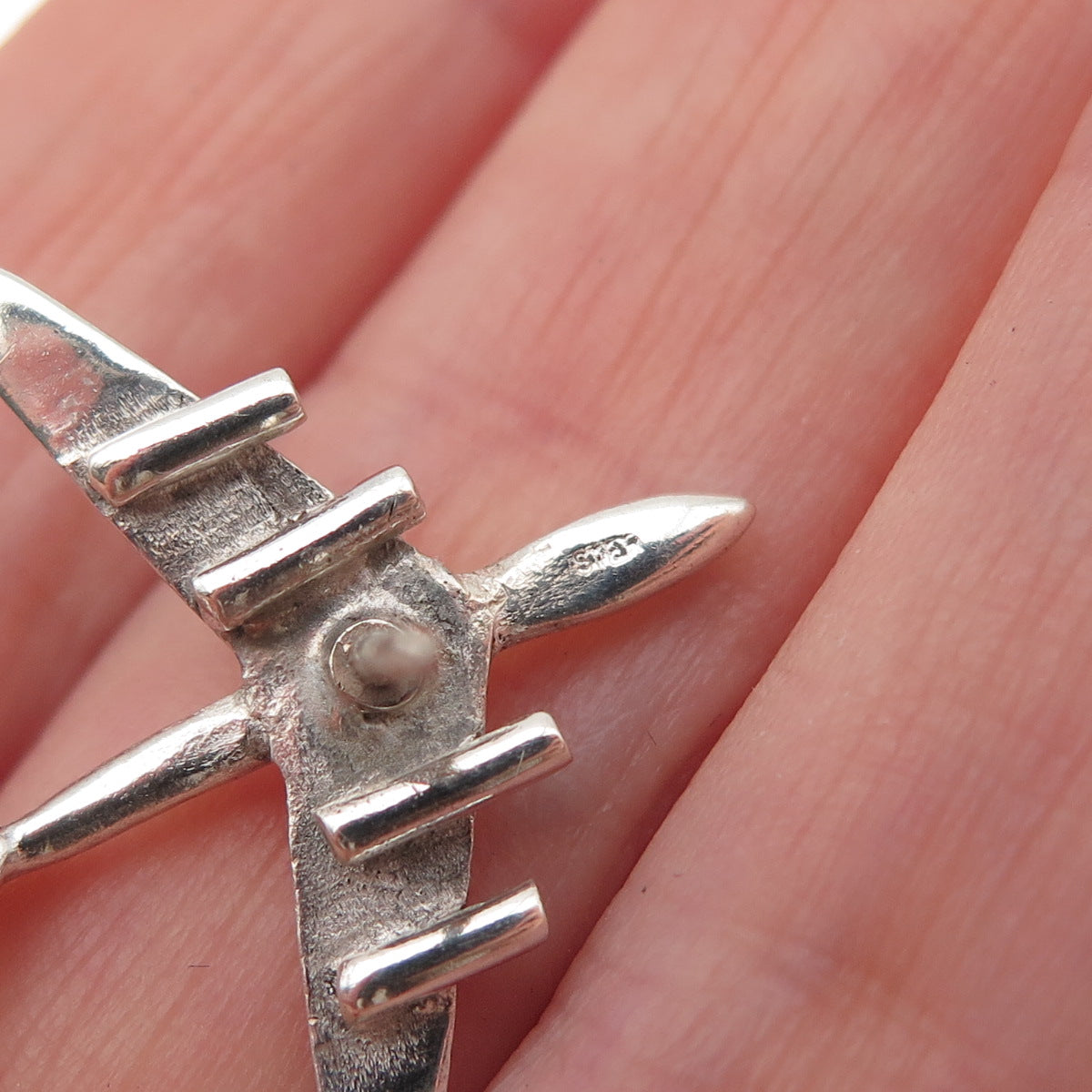 925 Sterling Silver Vintage Airplane Tie Tack / Lapel Pin