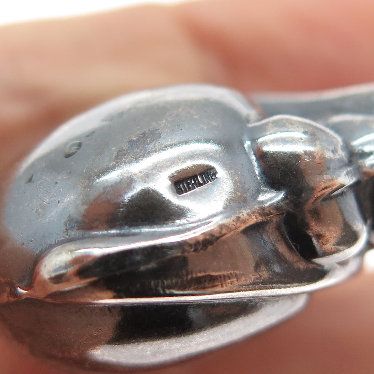 925 Sterling Silver Vintage Cat Modernist Oxidized Puffy Pendant