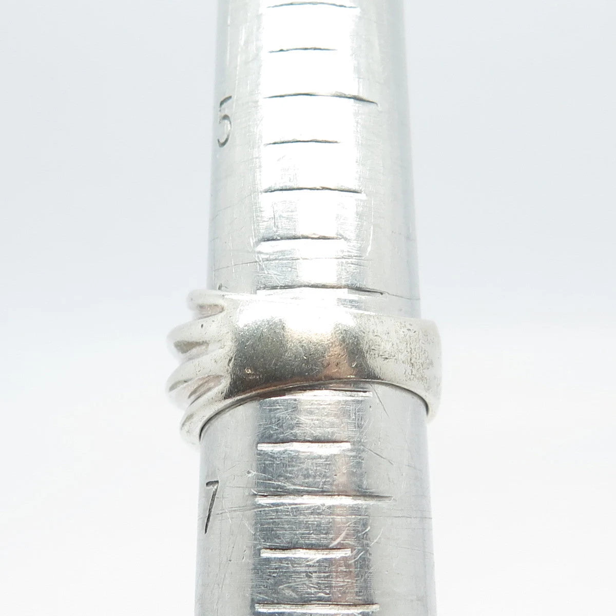 925 Sterling Silver Vintage Ribbed Wide Ring Size 6.5