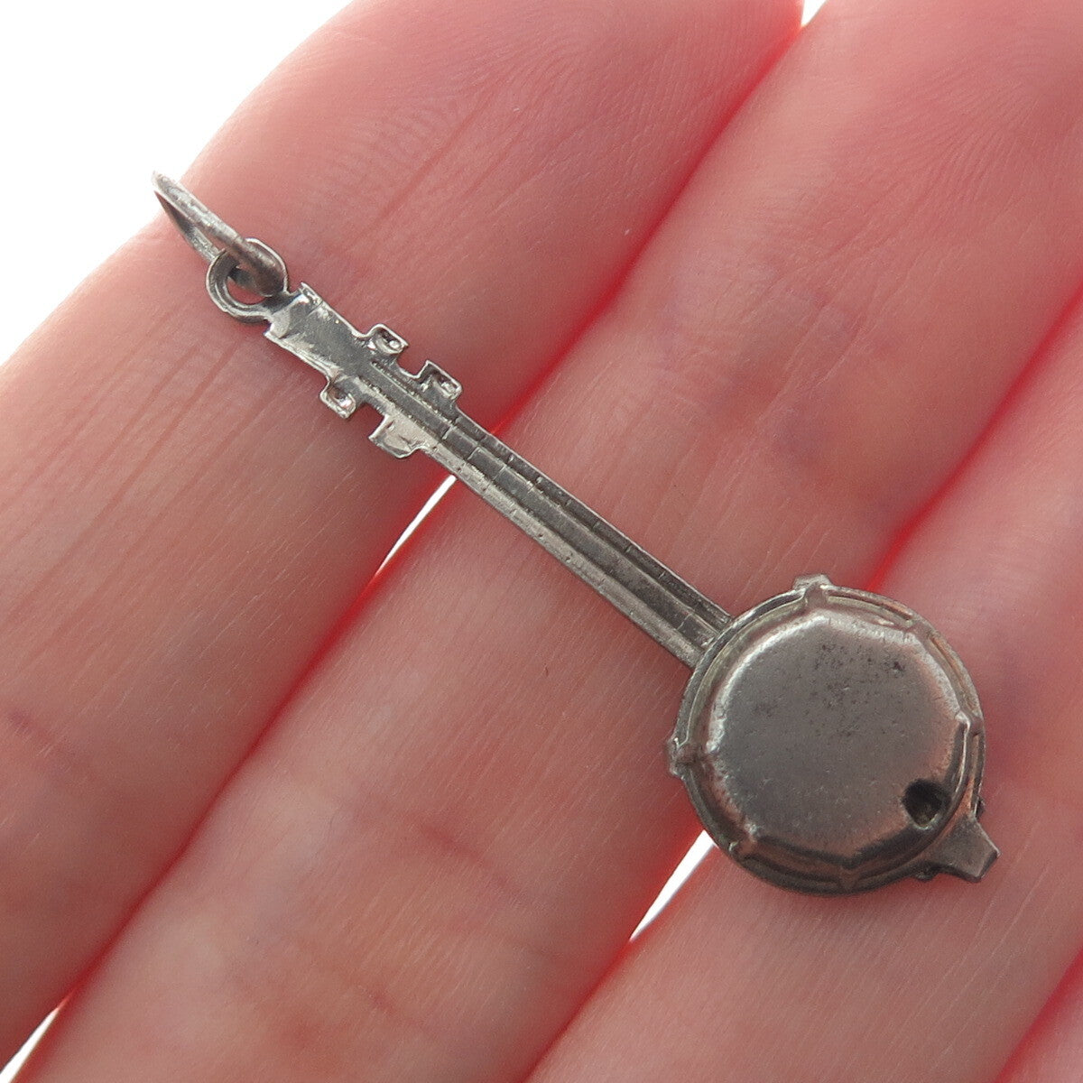 925 Sterling Silver Antique Art Deco Banjo Musical Instrument Charm Pendant