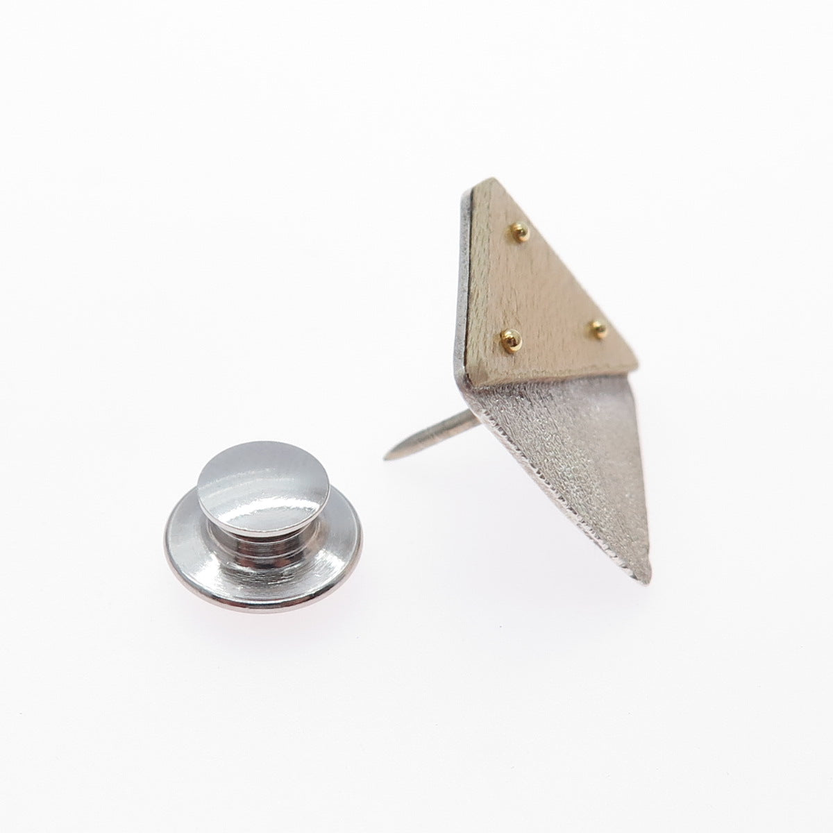 VICTOR ALFARO 14K Gold & 925 Sterling Silver Vintage Modernist Lapel Pin
