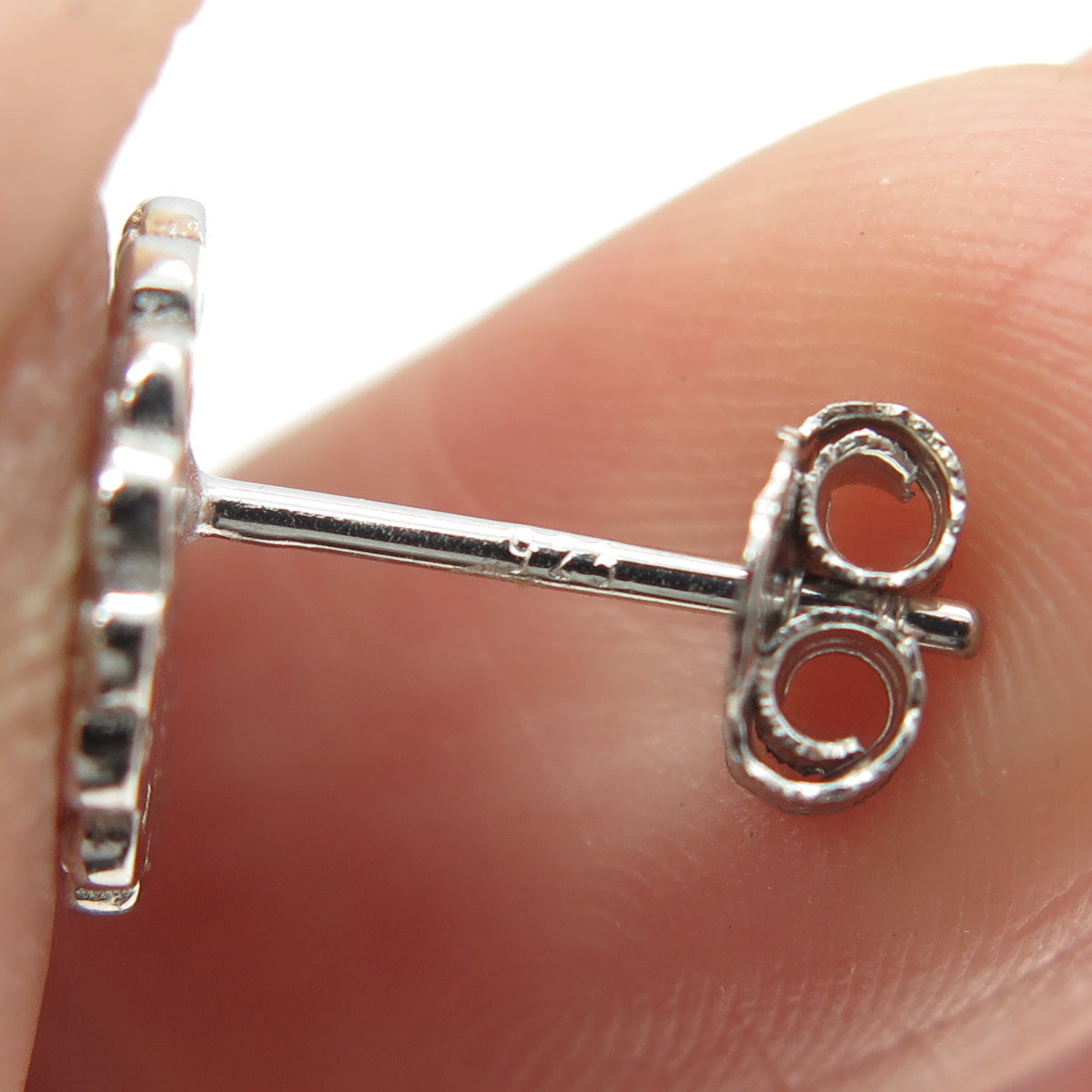 925 Sterling Silver Round-Cut Shaped C Z Snowflake Stud Earrings