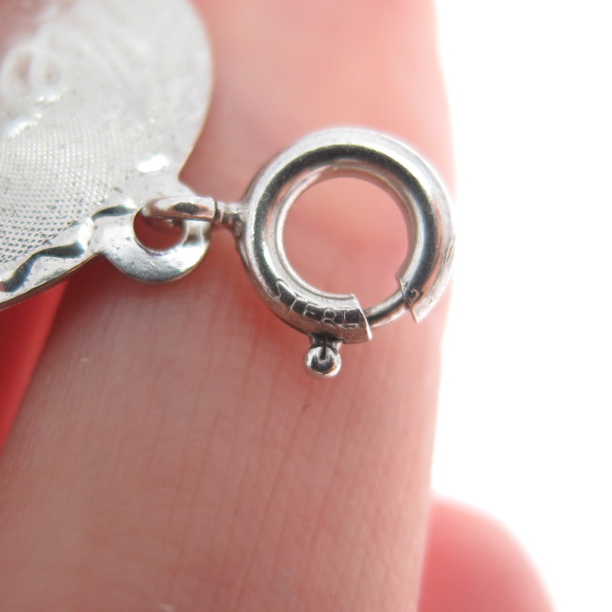 JEWELART Sterling Silver Vintage Merry Christmas Spring Ring Lock Charm Pendant