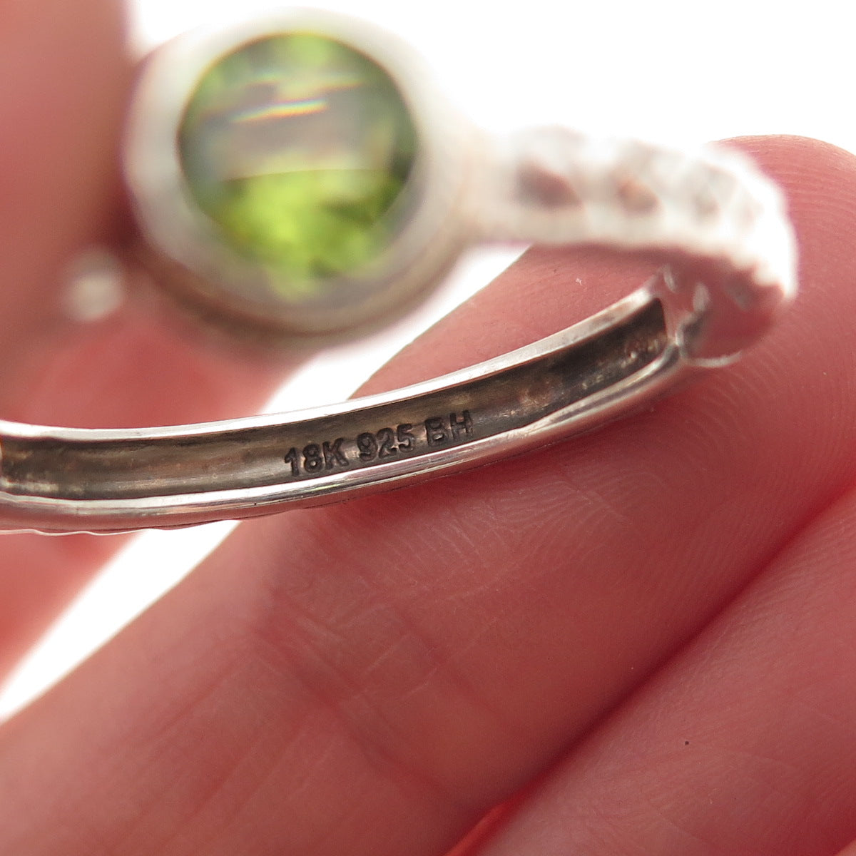 Effy BH 925 Sterling Silver 18K Gold Real Peridot Braided Hoop Earrings