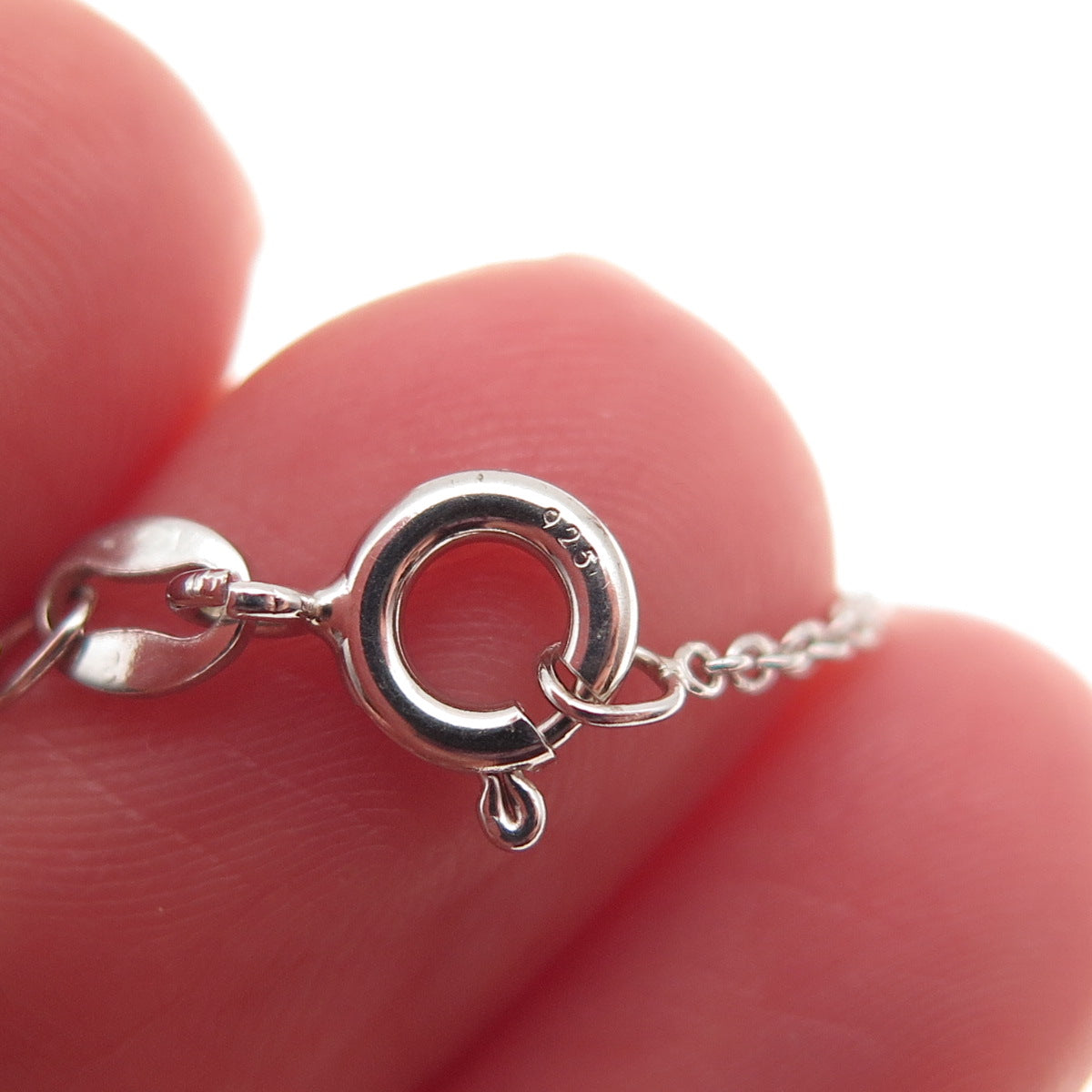 925 Sterling Silver Real Round-Cut Diamond Teardrop Cable Chain Necklace 18"