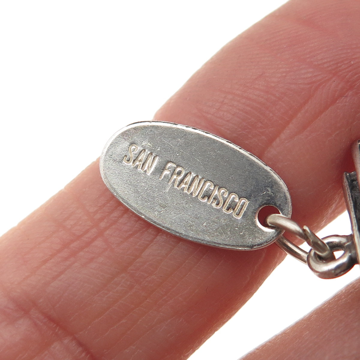 MAISELS INDIAN 925 Sterling Silver Vintage SF Cable Car 3D Mini Charm Pendant
