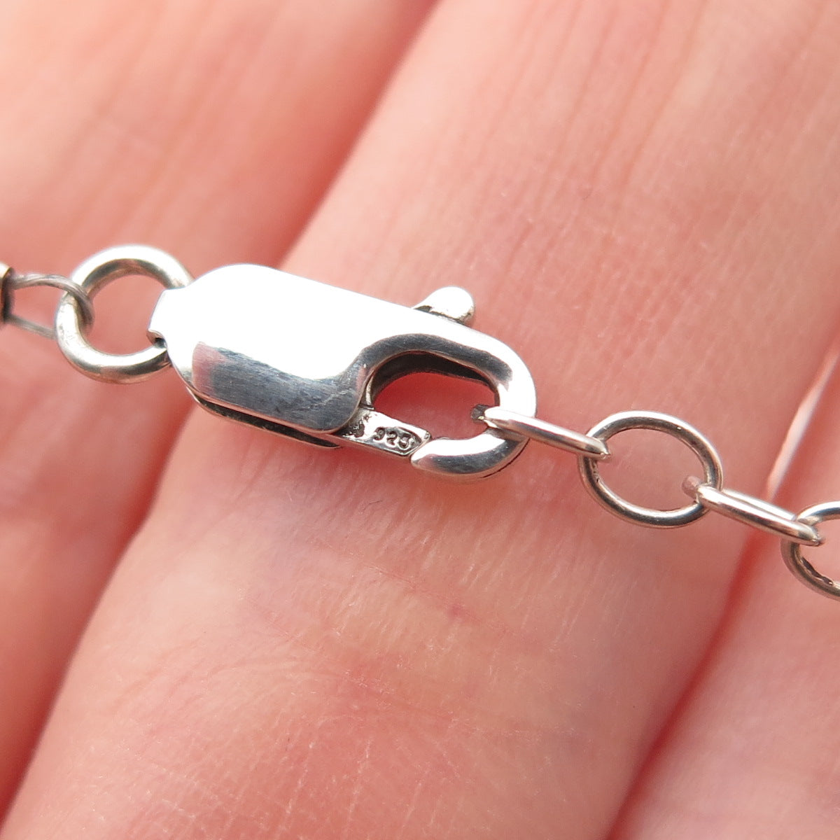 925 Sterling Silver Vintage Real Pearl & Ruby Floral Beaded Necklace 16-18"