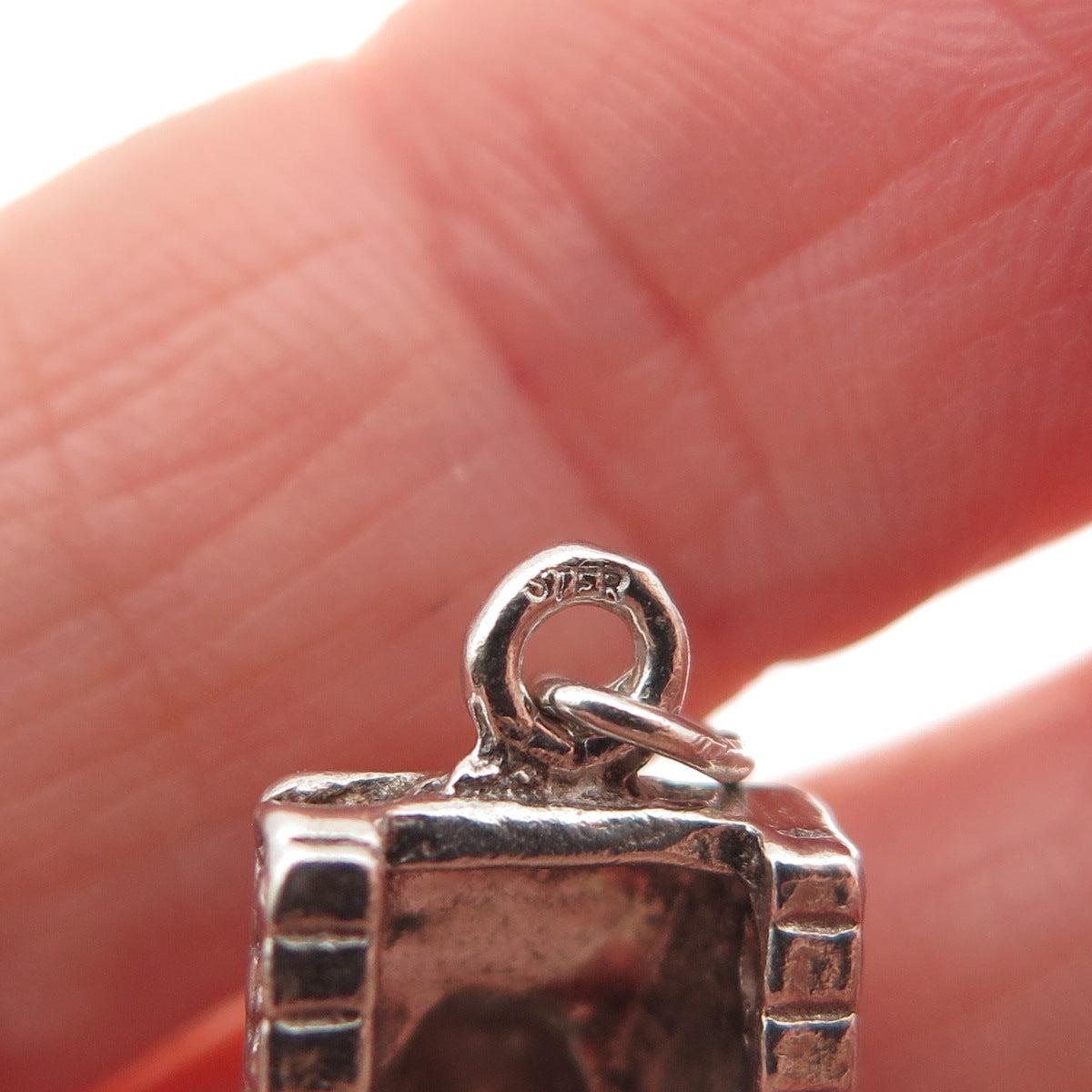 925 Sterling Silver Vintage Military Tank Oxidized 3D Mini Charm Pendant