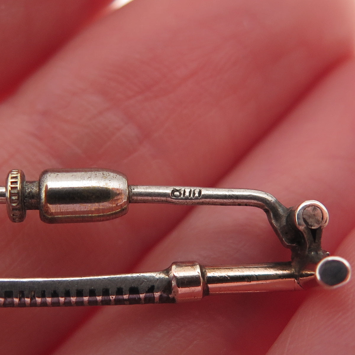 800 Silver 2-Tone Vintage Horse Riding Crop Tie Pin Brooch