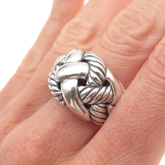 David Yurman 925 Sterling Silver Vintage Woven Oxidized Ring Size 7.25