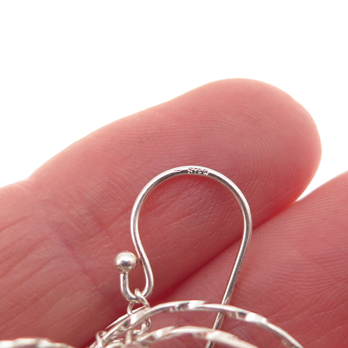 925 Sterling Silver Interlocked Circle Dangle Earrings