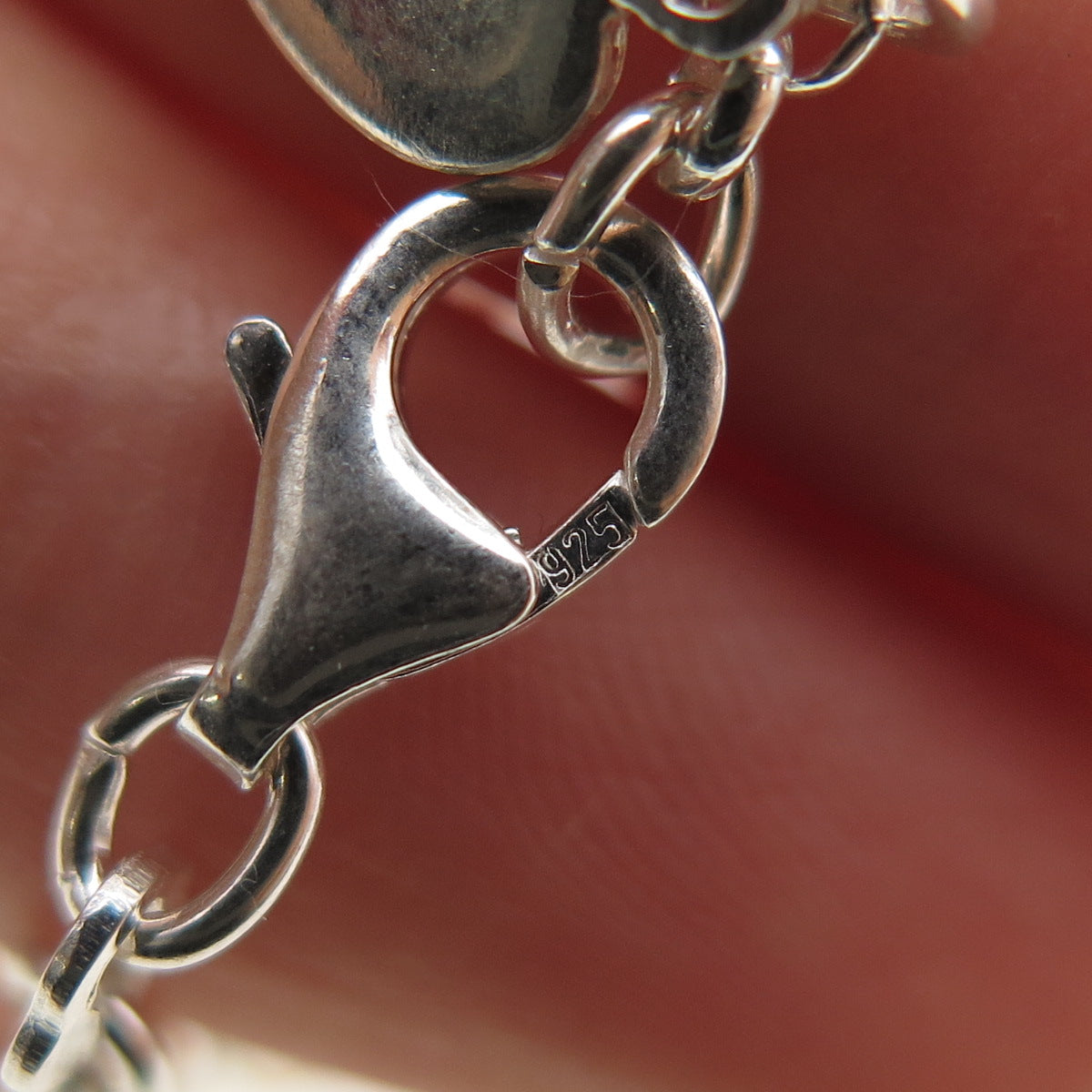 925 Sterling Silver Vintage Italy Heart Lock Dangle Charm Bracelet 6.75"