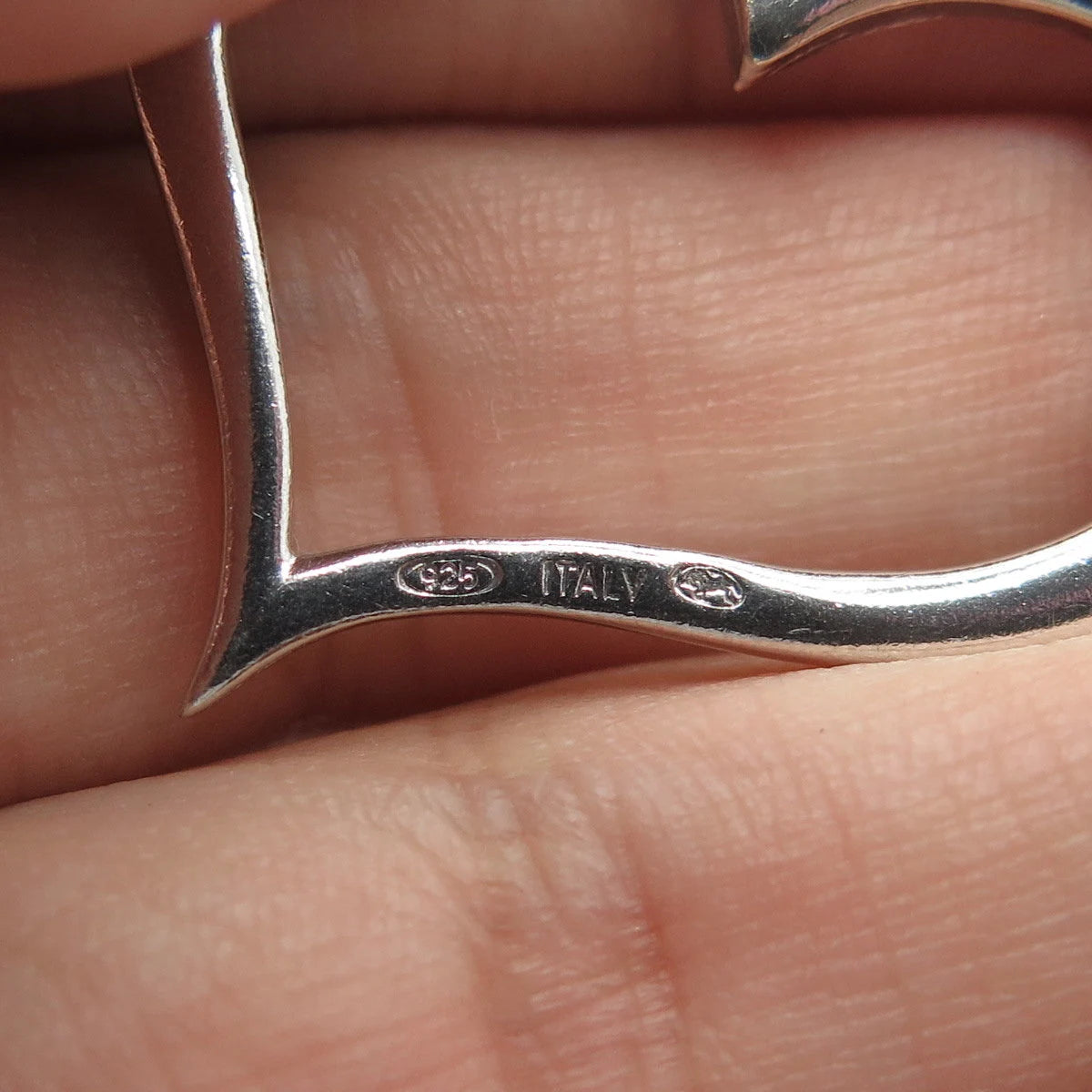 925S Sterling Silver Vintage Italy Open Heart Modernist Pendant