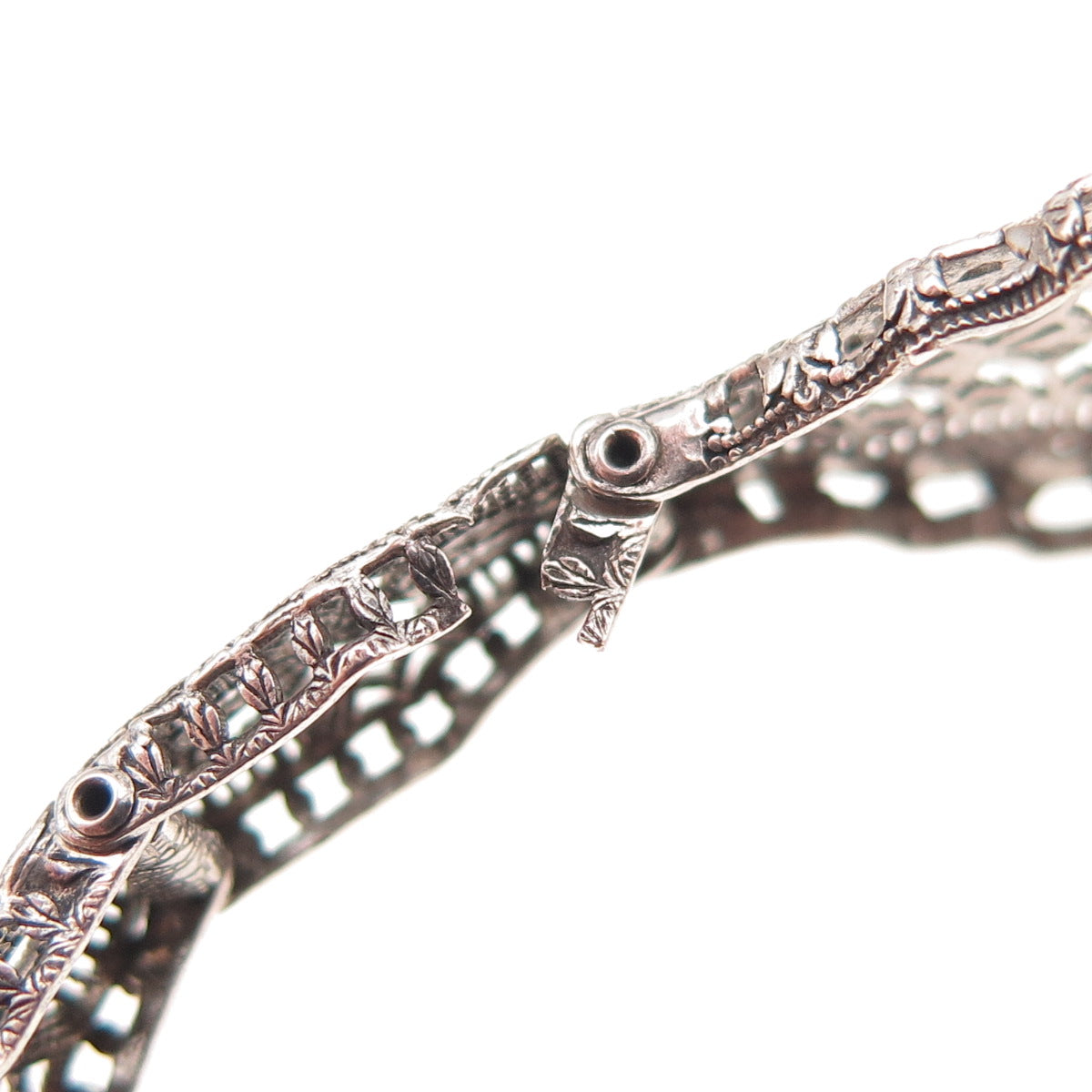 Esemco Sterling Silver Antique Real Diamond Bracelet 6.75" (broken link & lock)