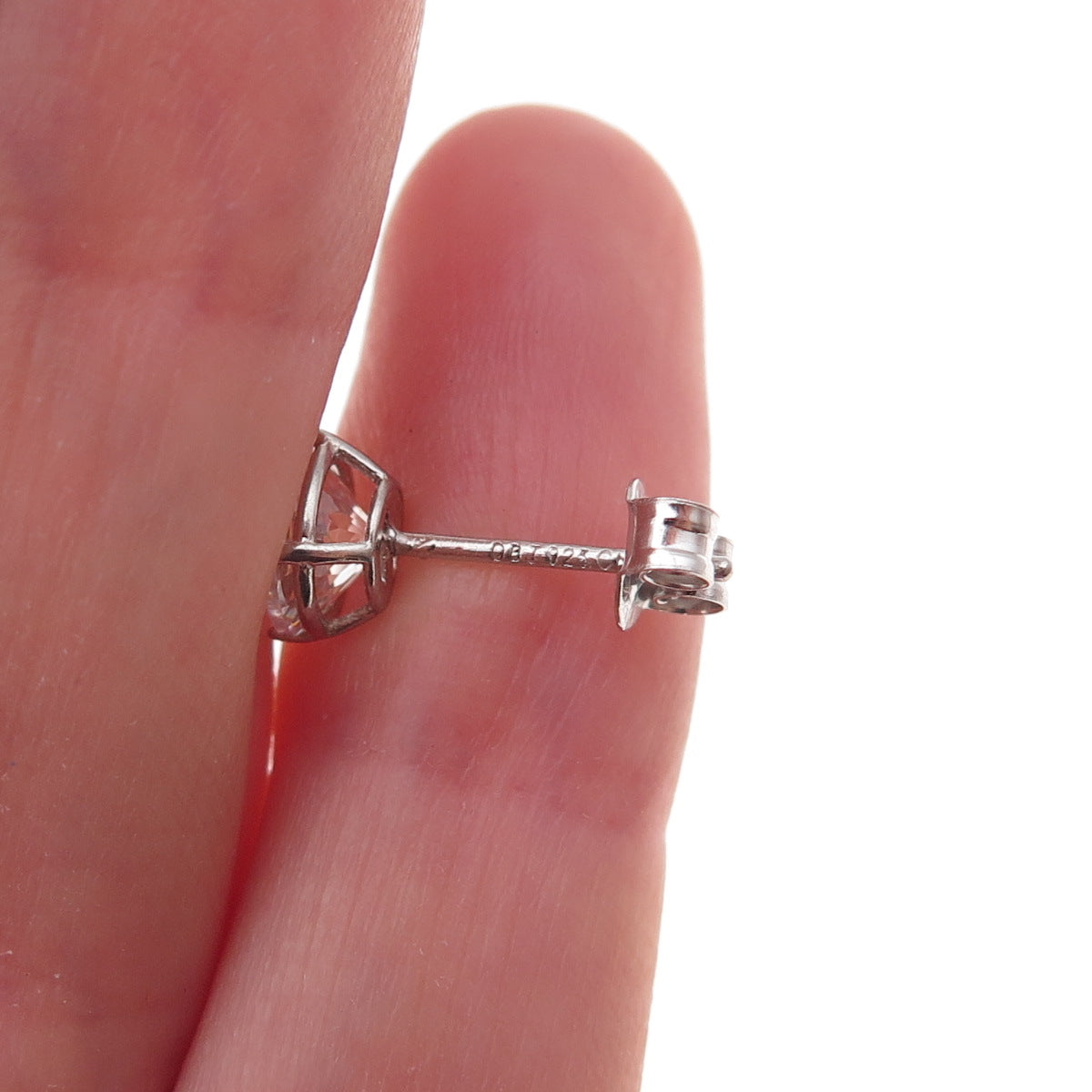 Dee Berkle 925 Sterling Silver Round-Cut C Z Stud Earrings