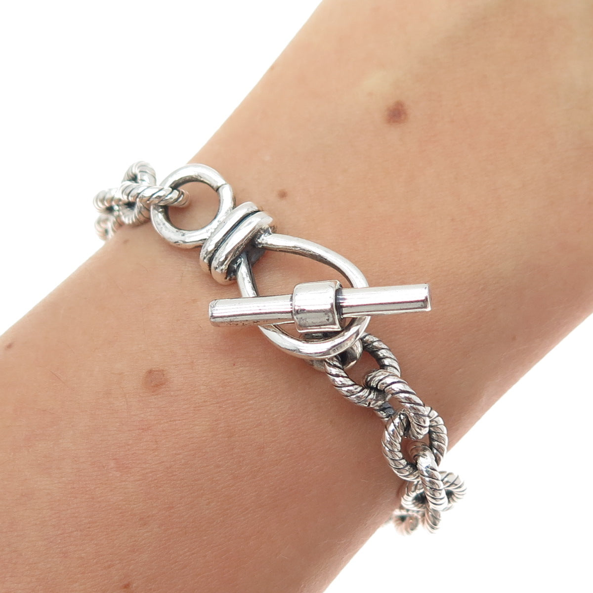 925 Sterling Silver Vintage Oxidized Cable Link Bracelet 6.25"