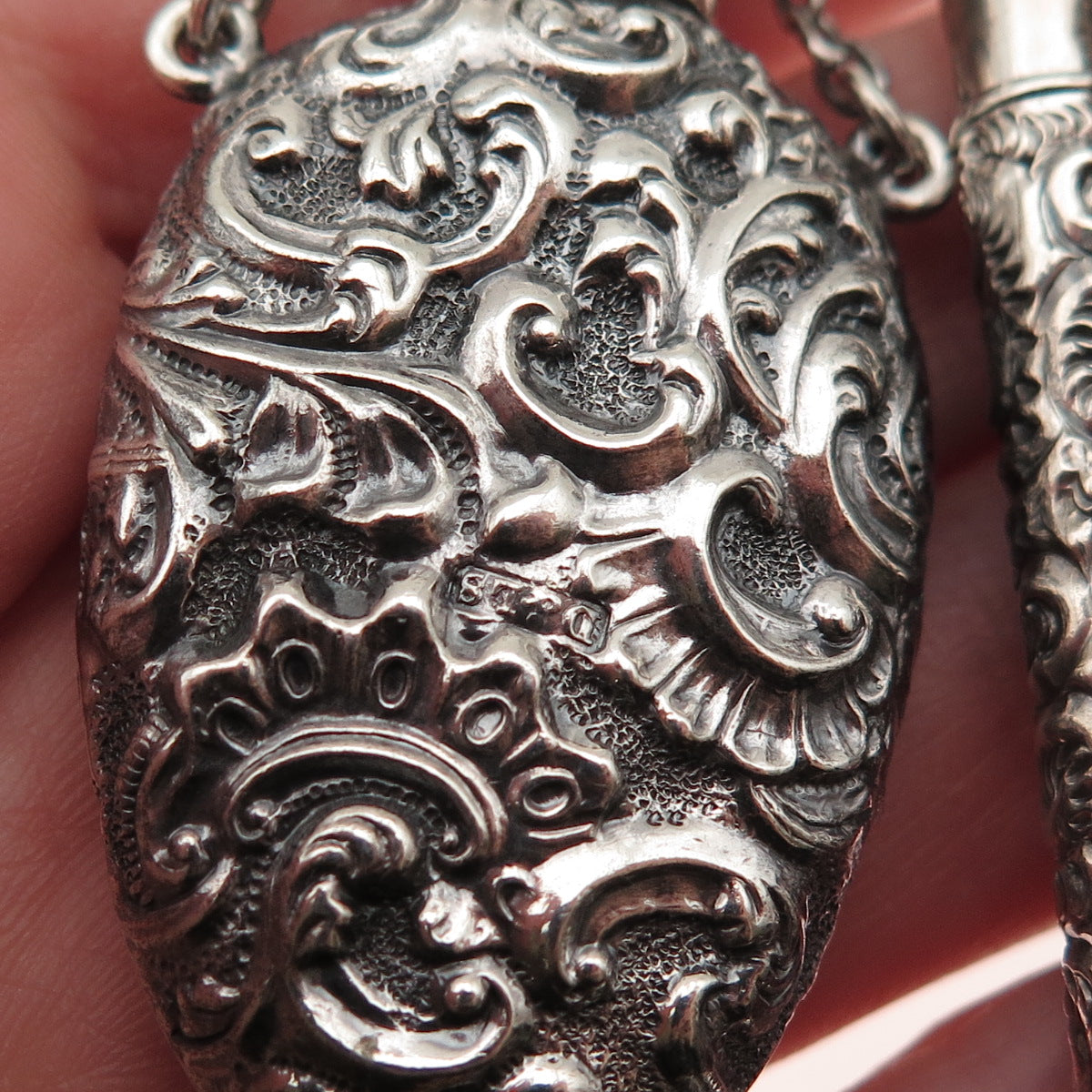 David & Lionel Spiers 925 Sterling Silver Antique 1889 Birmingham Chatelaine Fob