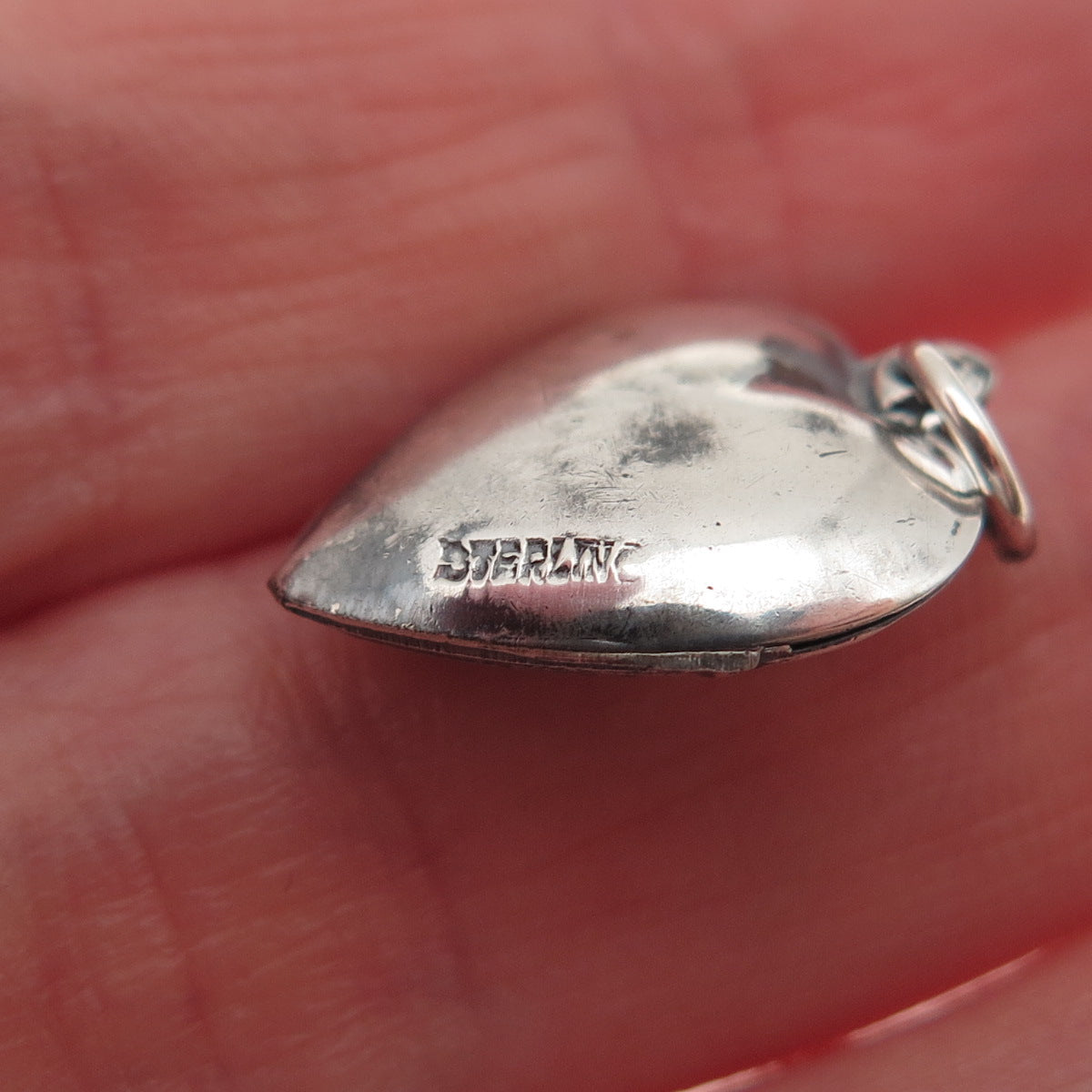 925 Sterling Antique Art Deco I Love You Chatelaine Heart Mini Charm Pendant