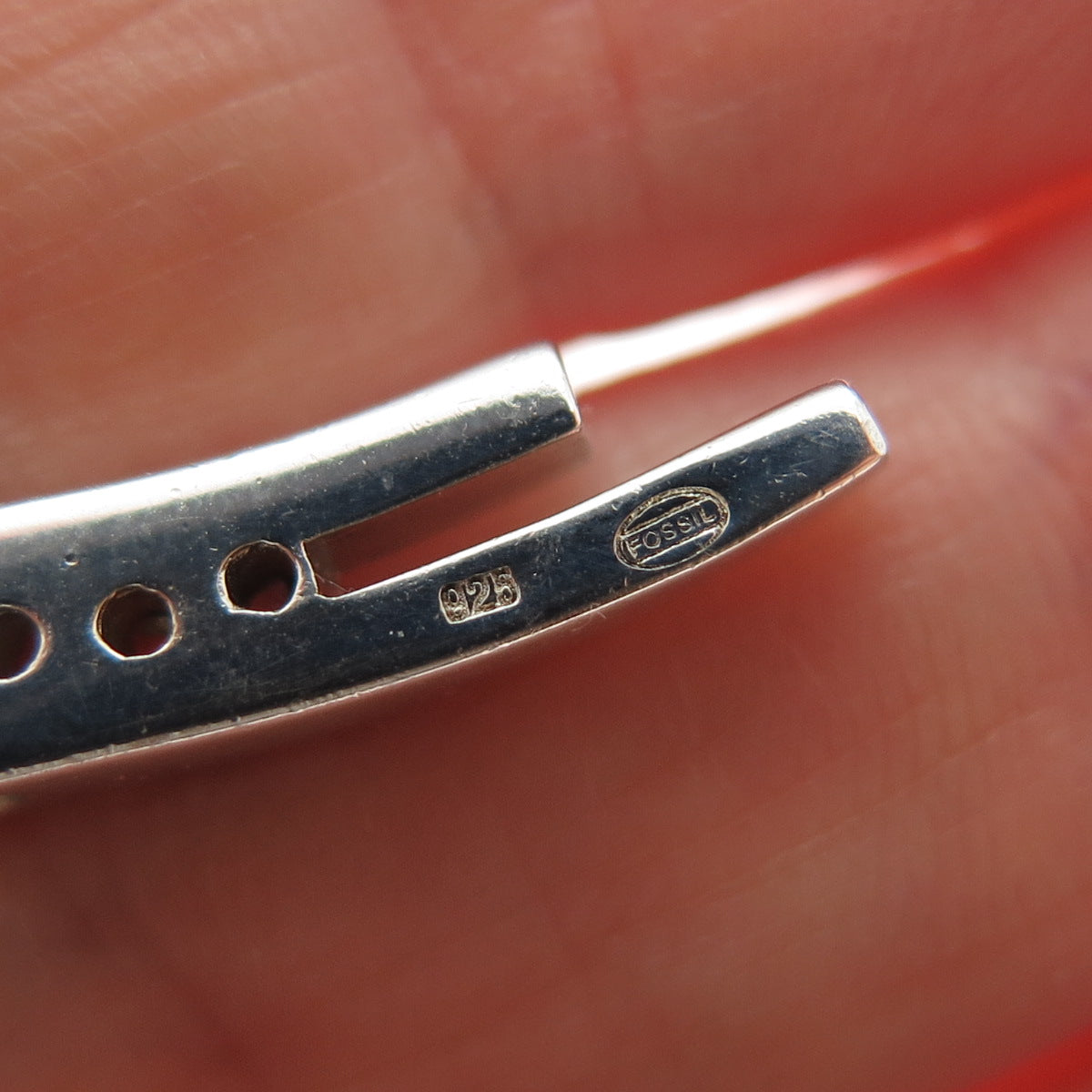 FOSSIL 925 Sterling Silver Round-Cut Pink C Z Minimalist Slide Pendant