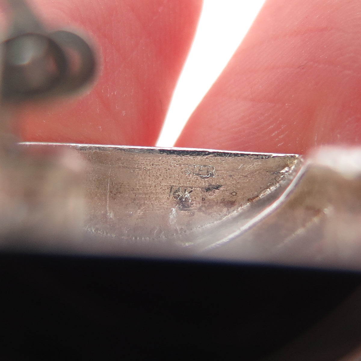 14K Gold & 925 Sterling Silver Vintage Modernist Oxidized Clip On Earrings