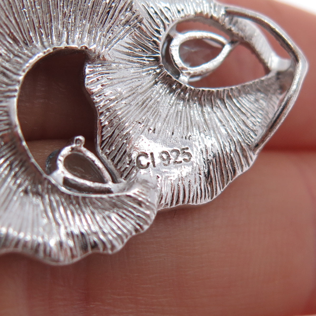 925 Sterling Silver Vintage Real Blue Topaz Modernist Slide Pendant