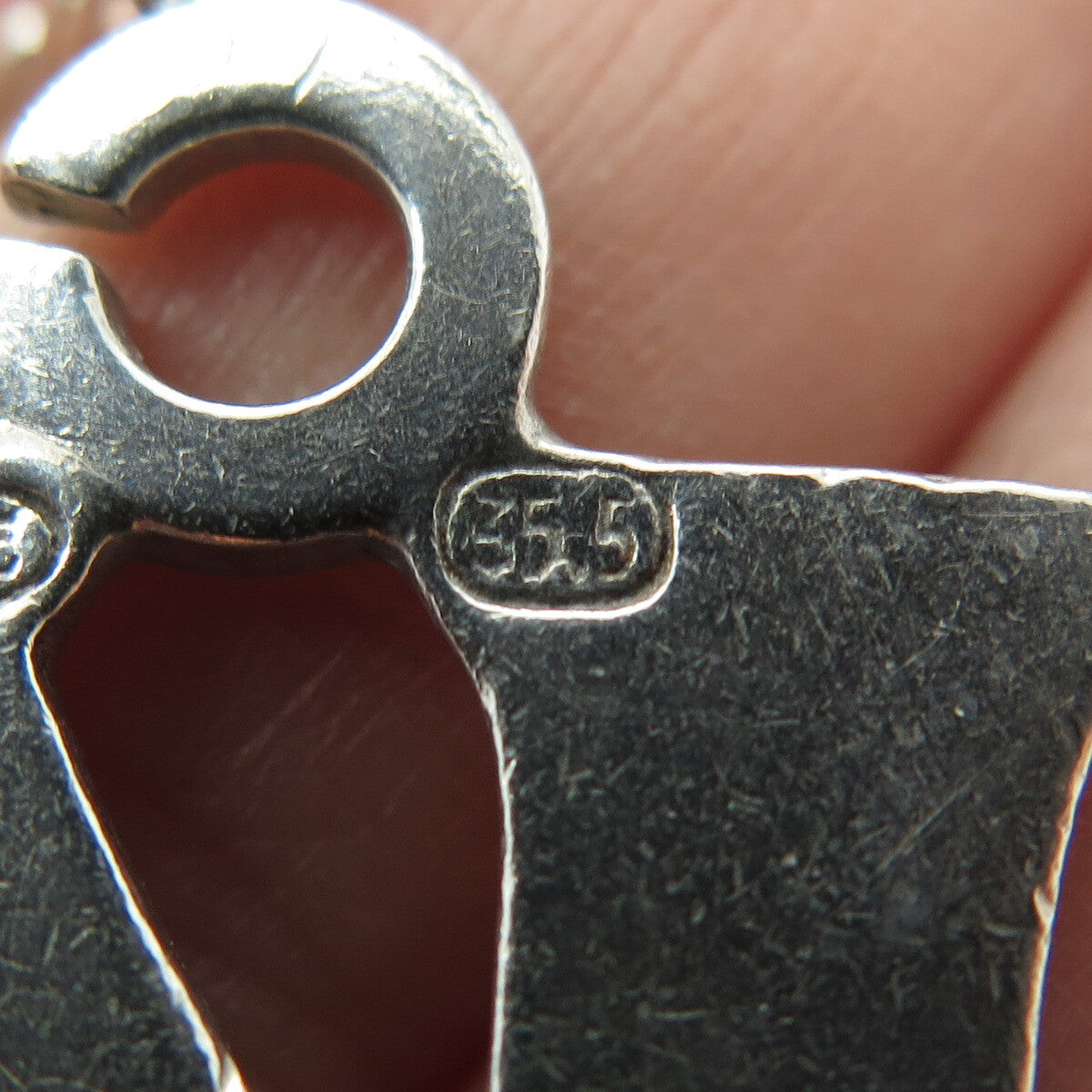 925 Sterling Silver Vintage Letter "K" Initial Key Fob Chain