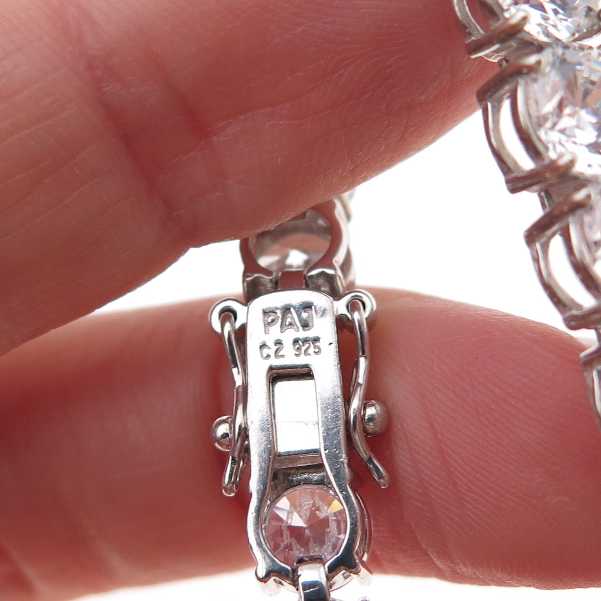925 Sterling Silver Round-Cut C Z Tennis Link Bracelet 8"
