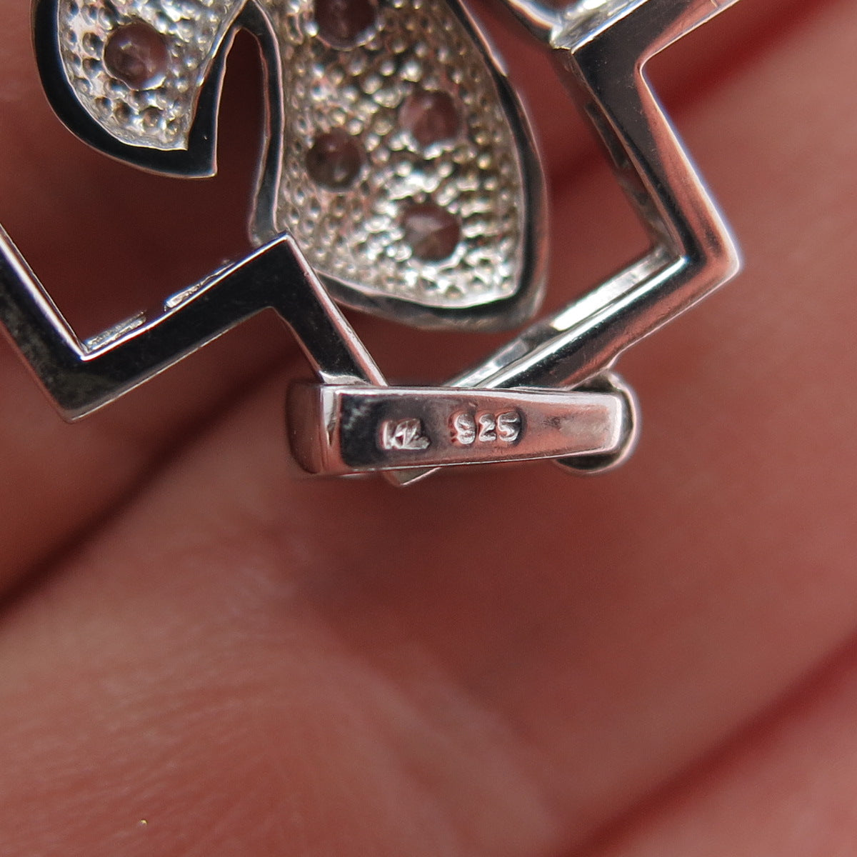 925 Sterling Silver Vintage Round-Cut C Z Holy Spirit Cross Charm Pendant