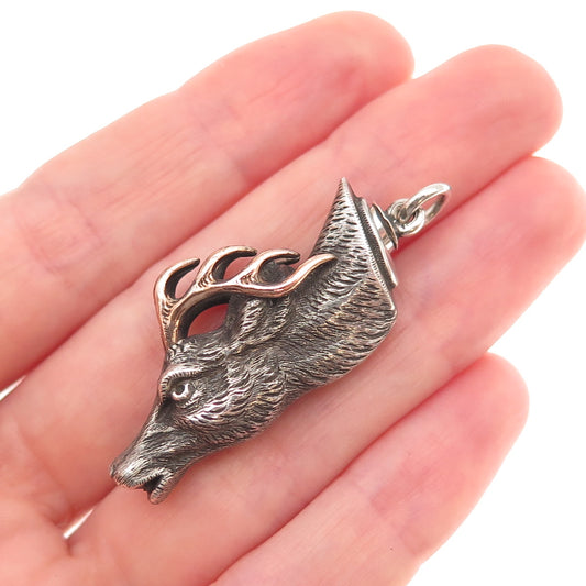 925 Sterling 2-Tone Antique Art Deco Deer Bracelet / Necklace Box Lock Clasp