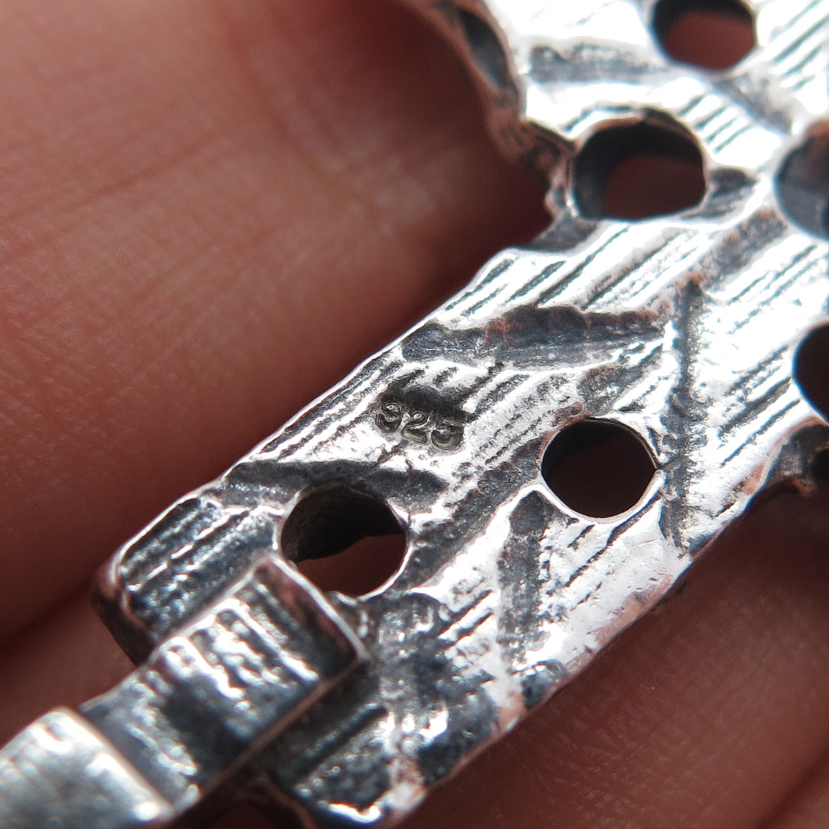 925 Sterling Silver Vintage Modernist Cross Oxidized Charm Pendant